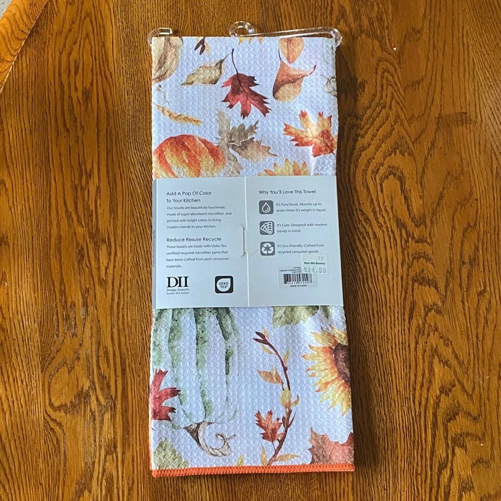 Sunflower & Pumpkin Kitchen Towel - Orange Accent